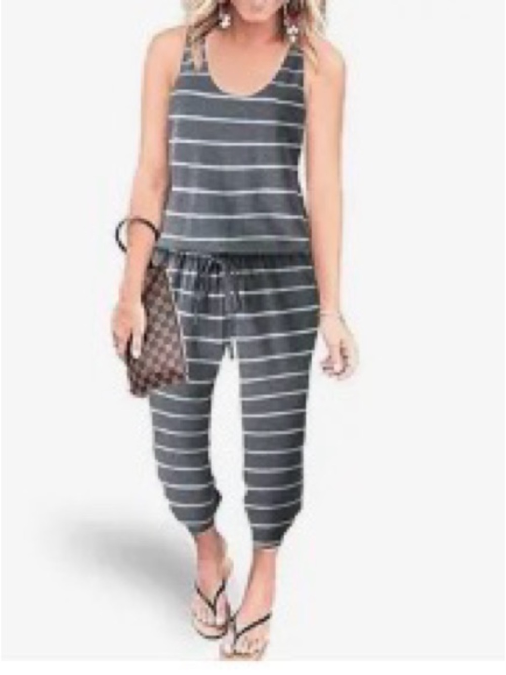 Striped Gray Women’s Sleeveless Jumpsuit